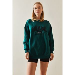 XHAN Emerald Green Crew Neck & Raised Oversize Sweatshirt 4KXK8-47718-44