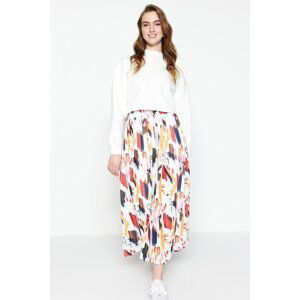 Trendyol Multicolored Wide Pleated Woven Skirt with Elastic Waist