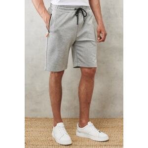 AC&Co / Altınyıldız Classics Men's Light Gray Melange Standard Fit Regular Fit Casual Comfortable Knitted Shorts