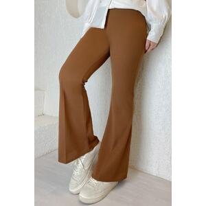 InStyle Flared Leg Scuba Trousers - Tan