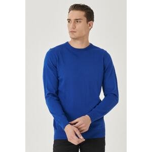 AC&Co / Altınyıldız Classics Men's Blue Standard Fit Crew Neck Basic Knitwear Sweater