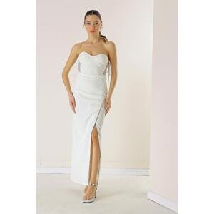 By Saygı Crepe Dress With Chain Side Skirt Wrapped Stabilized