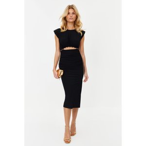 Trendyol Black Lined Knitted Accessory Dress