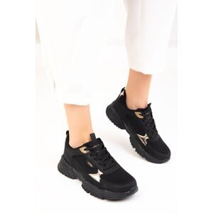 Soho Black-Gold Women's Sneakers 18762