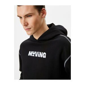 Koton Oversize Hoodie Slogan Printed Kangaroo Pocket Stitching Detailed