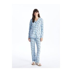 LC Waikiki Women's Shirt Collar Printed Long Sleeve Pajamas Set