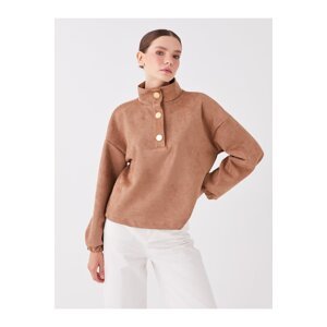 LC Waikiki High Collar Plain Long Sleeve Oversize Women's Sweatshirt