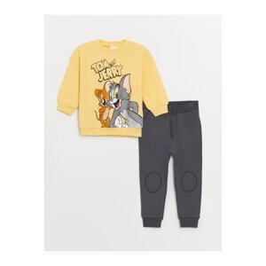 LC Waikiki Crew Neck Tom & Jerry Printed Baby Boy Sweatshirt and Sweatpants Set