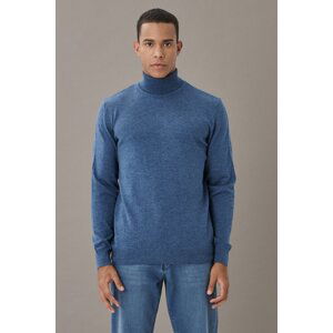 ALTINYILDIZ CLASSICS Men's Indigo Standard Fit Regular Cut Full Turtleneck Knitwear Sweater