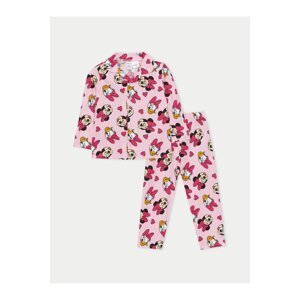 LC Waikiki Polo Neck Long Sleeved Minnie Mouse Printed Baby Girl Pajamas Set