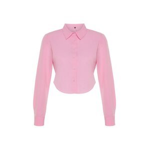 Trendyol Pink Crop Cotton Woven Back Detail Shirt