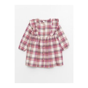 LC Waikiki Crew Neck Long Sleeve Checkered Patterned Baby Girl Dress