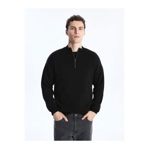 LC Waikiki Zippered Stand-Up Collar Long Sleeved Men's Knitwear Sweater.