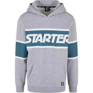 Pánská mikina s kapucí Starter Across Stripe Hoodie šedý melír/tyrkysový