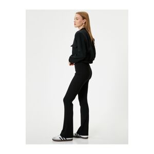 Koton Flare Leg Leggings Trousers Ribbed High Waist Slim Fit