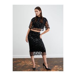 Koton Midi Sequined Sequin Skirt
