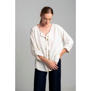 Ecru blouse with gold print