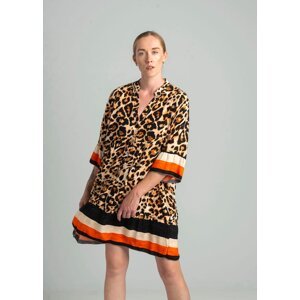 Beige loose leopard print dress
