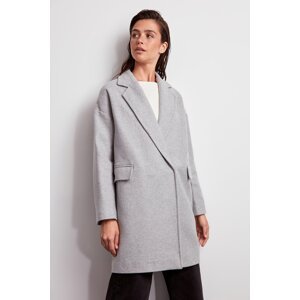 Trendyol Grey Oversize Woolly Cachet Coat