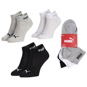 Sada tří párů ponožek v černé, bílé a světle šedé barvě Puma Quarter - Pánské
