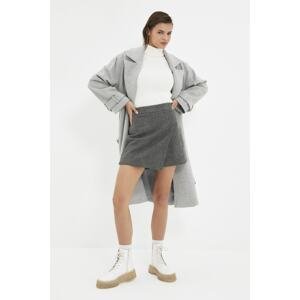 Trendyol Anthracite Wraparound Cachet Woven Short Skirt