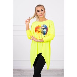 Halenka oversize s duhovým potiskem žlutých neonů