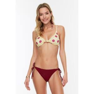 Trendyol Claret Red Low Waist Bikini Bottoms With Tie Details