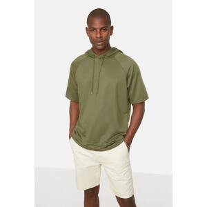 Trendyol Khaki Men's Oversize/Wide-cut Hooded Short Sleeve T-Shirt