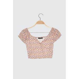 Trendyol Multicolor Petit Floral Patterned Crop Knitted Blouse