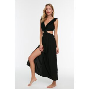 Trendyol Black Maxi Knitted Tasseled Beach Dress