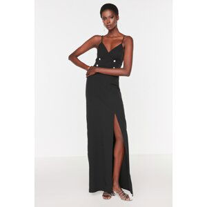 Trendyol Long Evening Dress With Black Collar Detailed