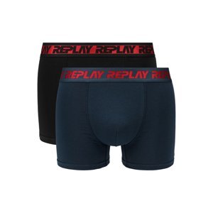 Replay Boxerky Boxer Style 6 T/C Metallic Cuff 2Pcs Box - Dark Blue/Black/Red - Pánské