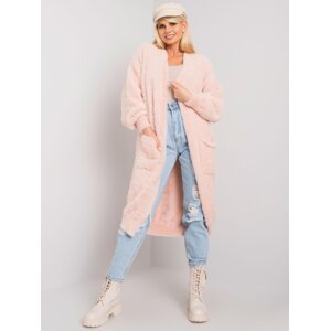 RUE PARIS Light pink fur cape with pockets