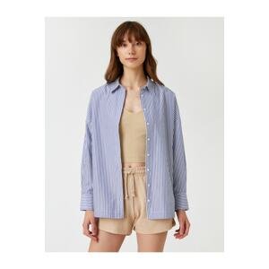 Koton Striped Oversize Shirt With Long Sleeves