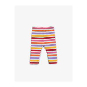 Koton Girls' Ecru Striped Striped Leggings