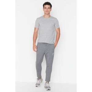Trendyol Smoked Men's Regular Fit Embroidered Ribbed Open Leg Sweatpants