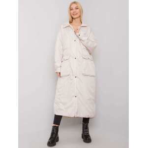 Light beige long women's quilted jacket