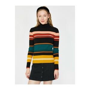 Koton Women's Black Color Block Sweater