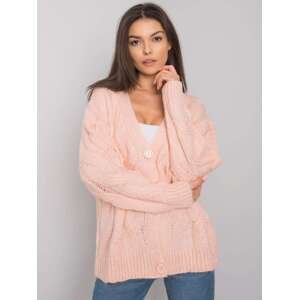 RUE PARIS Světle růžový pletený svetr s copánky