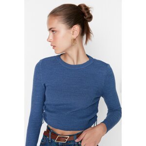 Trendyol Indigo Side Shirring Detailed Knitwear Sweater