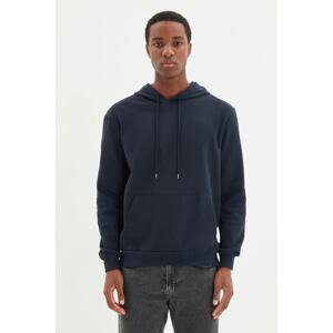 Trendyol Men's Navy Blue Hooded Regular Fit Sweatshirt
