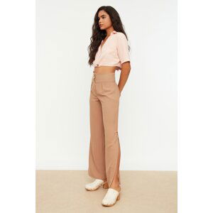 Trendyol Beige Front Closure Detail Woven Trousers with Side Slit