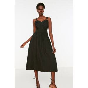 Trendyol Black Woven Strap Detailed Midi Woven Dress