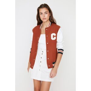Trendyol Design Multicolored Bomber Jacket with Leather Detail on the sleeves