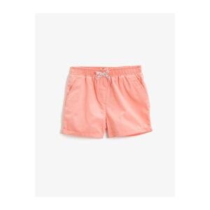 Koton Girl's Pink Shorts With Pocket, Cotton Cotton Bow with Bowknot