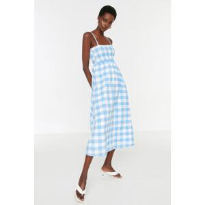 Trendyol Blue Checkered Strap Dress