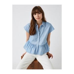 Koton Short Sleeve Shirt with Frills and Buttons
