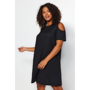 Trendyol Curve Black A-line Cut-Out Detailed Knitted Dress