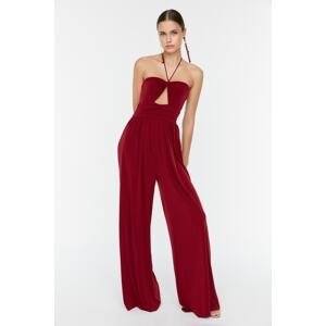 Trendyol Claret Red Lined Knitted Overalls with Window/Cut Out Detail