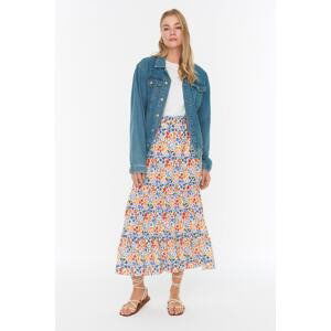 Trendyol Floral Patterned Woven Skirt in Ecru